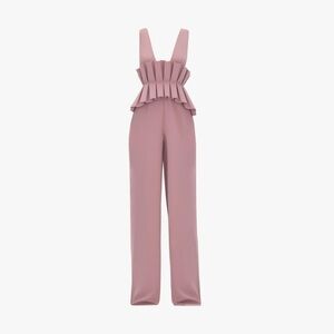 NWT ANDREA IYAMAH Vera Ruffle Statement JUMPSUIT Mauve Pink Size XS